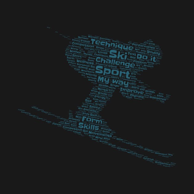 Skier Ski Silhouette Shape Text Word Cloud by Cubebox