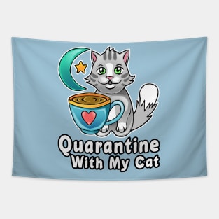 Corona Virus Quarantine Funny Cat Tapestry