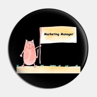 Marketing Manager, profession, work, worker, professional, cat, humor, fun, job, humorous, watercolor, animal, character Pin