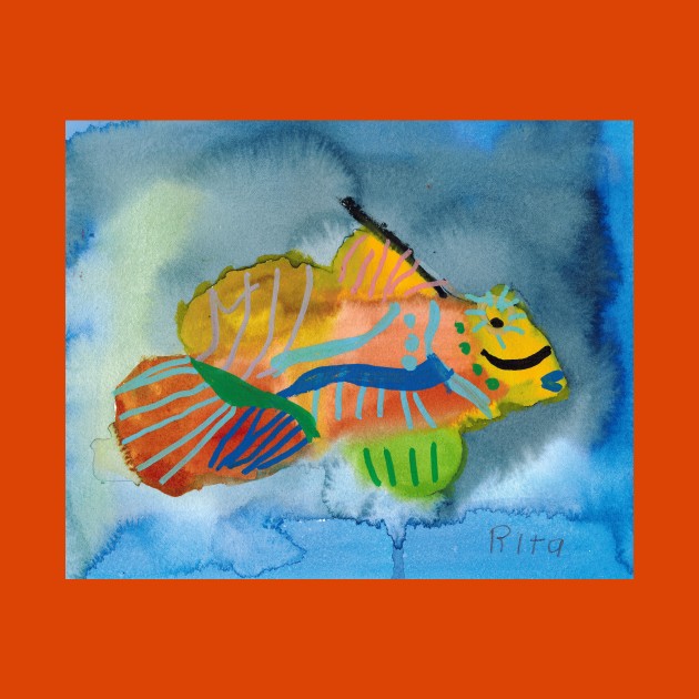 Colorful Mandarin Fish in Watercolors by Rita Winkler