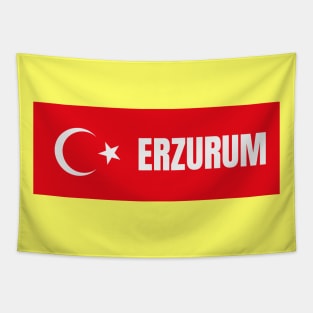 Erzurum City in Turkish Flag Tapestry