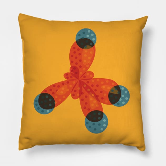 Orange methane molecule Pillow by Boriana Giormova