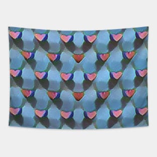 Painted Pink Paper Hearts (MD23Val008) Tapestry