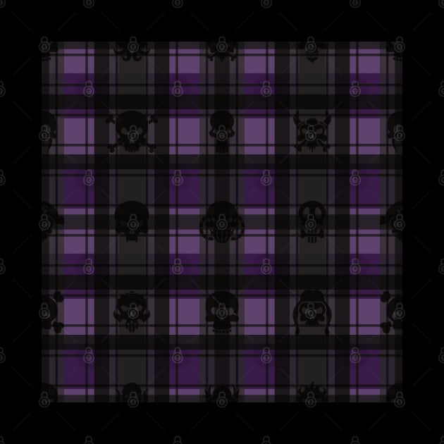 Purple and Black Skull Lumber Goth Plaid Pattern by Graveyard Gossip