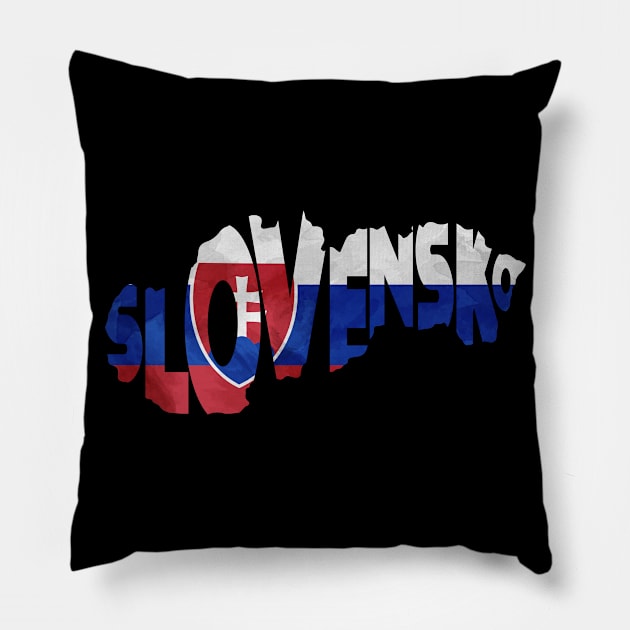 Slovakia Typo Map Pillow by inspirowl