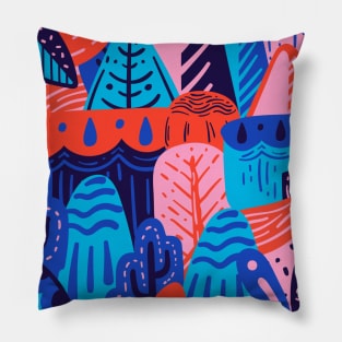 Colorful Zany Nature Doodle Pillow