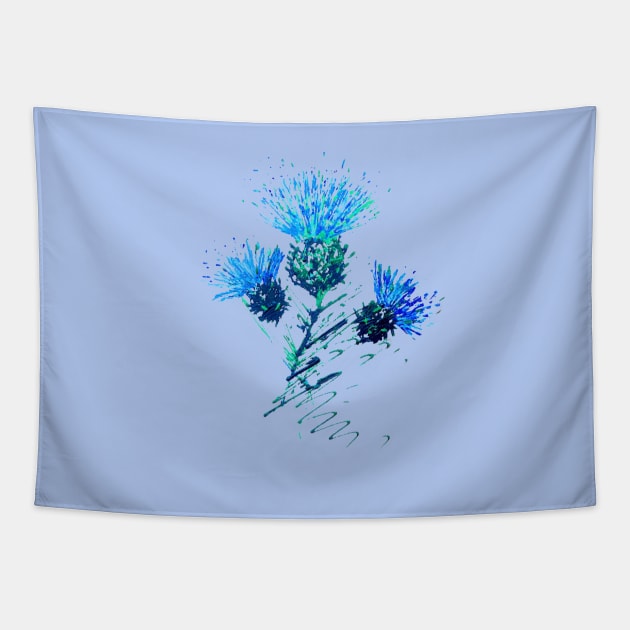 Scottish thistles in blue Tapestry by Amazingraceart