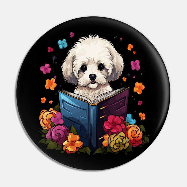 Bichon Frise  Reads Book Pin by JH Mart