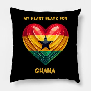 My Heart Beats For Ghana Flag Pillow