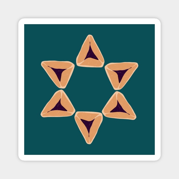 Teal Hamantaschen Star Magnet by TillaCrowne