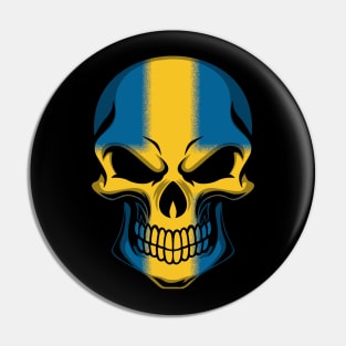 FLAG OF SWEDEN ON SKULL EMBLEM Pin