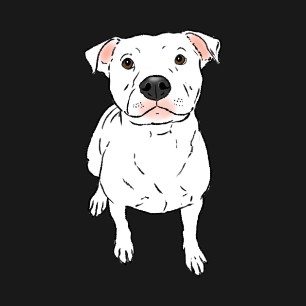 White Pitbull, Sitting Pittie by sockdogs