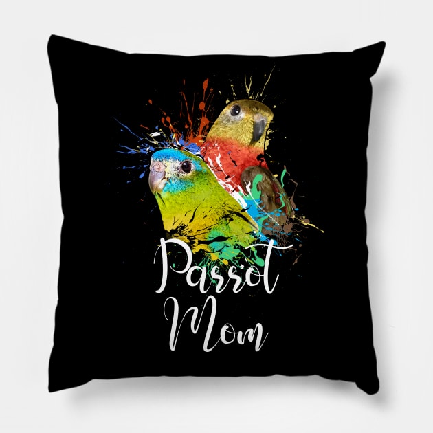 Turquoise Parakeet Parrot Mom Black Pillow by BirdNerd