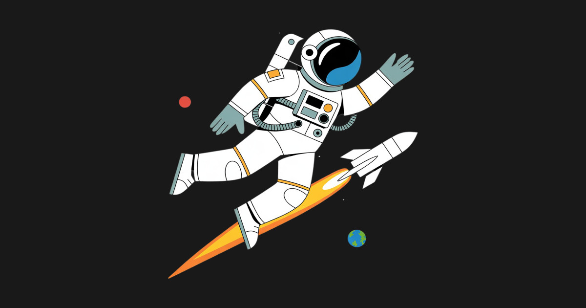 Flying Astronaut With Rocketship Outer Space - Flying Astronaut With ...