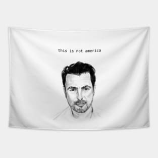 This Is Not America - Claes Bang (newspaper print) Tapestry