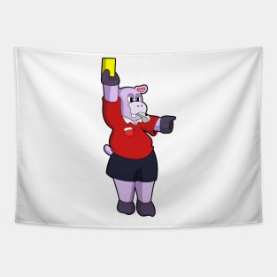 Hippo at Soccer as Referee Tapestry