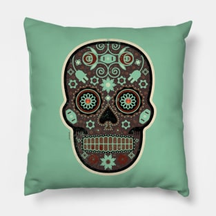 Cráneo de Café Mexican Sugar Skull Pillow