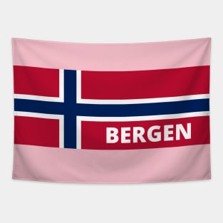 Bergen City in Norwegian Flag Tapestry