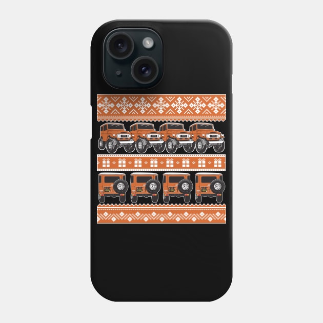 FJ40 Christmas Sweater in Orange Phone Case by Bulloch Speed Shop