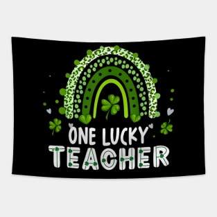 One Lucky Teacher Leopard Rainbow Lucky St Patrick’s Day Tapestry