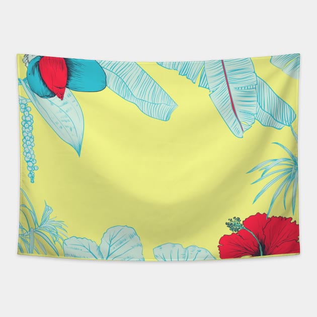 Seamless tropical pattern with banana palms Tapestry by Olga Berlet