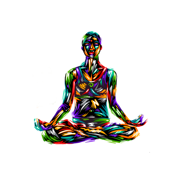 Yoga lotus position man digital illustration by Razym