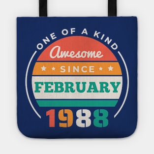 Retro Awesome Since February 1988 Birthday Vintage Bday 1988 Tote