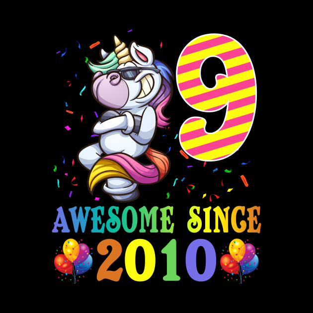 9 Years Old 9th Birthday Unicorn Dabbing by Danielsmfbb