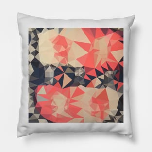 Coral Red Abstract Low Polygon Background Pillow