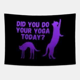 Did you do your yoga today? | Cat stretching design Tapestry