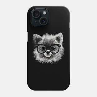 Cute Pomeranian Dog with Glasses Drawing Phone Case