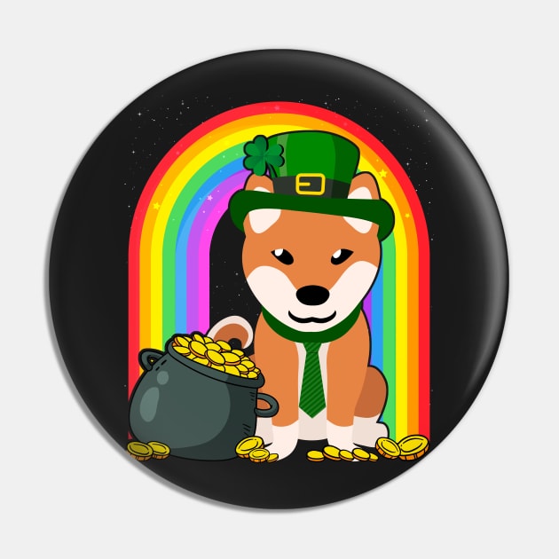 Shiba Inu Rainbow Irish Clover St Patrick Day Dog Gift graphic Pin by theodoros20