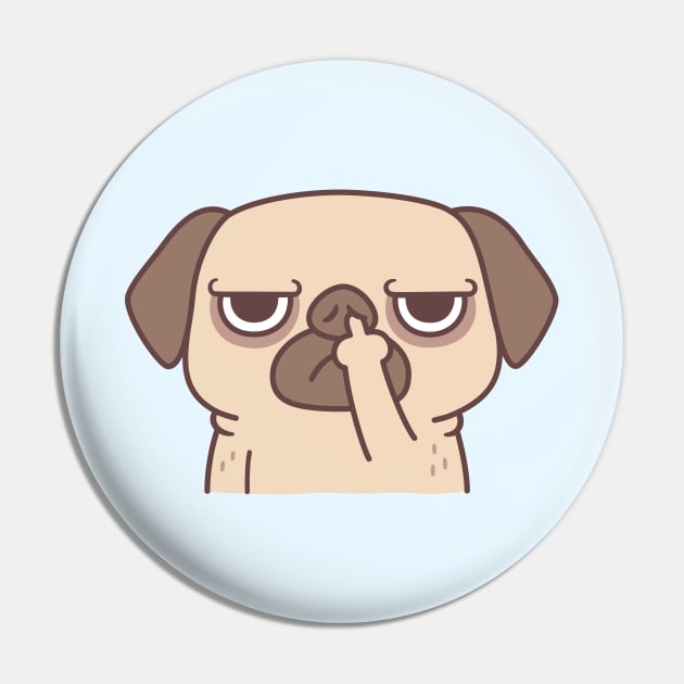 Rude Pug Picking Nose Using Middle Finger Pin by rustydoodle