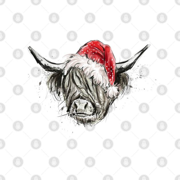 christmas highland cow by HJstudioDesigns