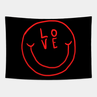 LOVE FACE RED Tapestry