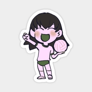 I draw chibi pastel pink tomo with volleyball / azumanga daioh Magnet