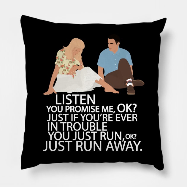 Forrest Gump - Just Run Away Pillow by WaltTheAdobeGuy