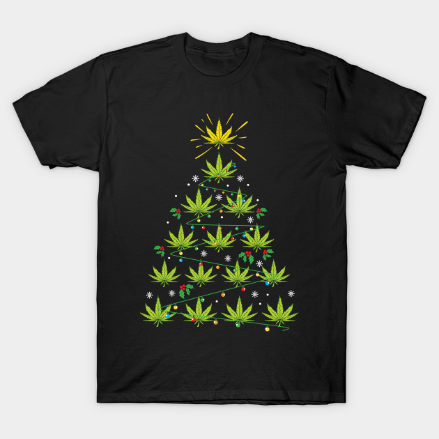 Xmas Cannabis Leaf Tree Funny Holiday Gift - Christmas - T-Shirt