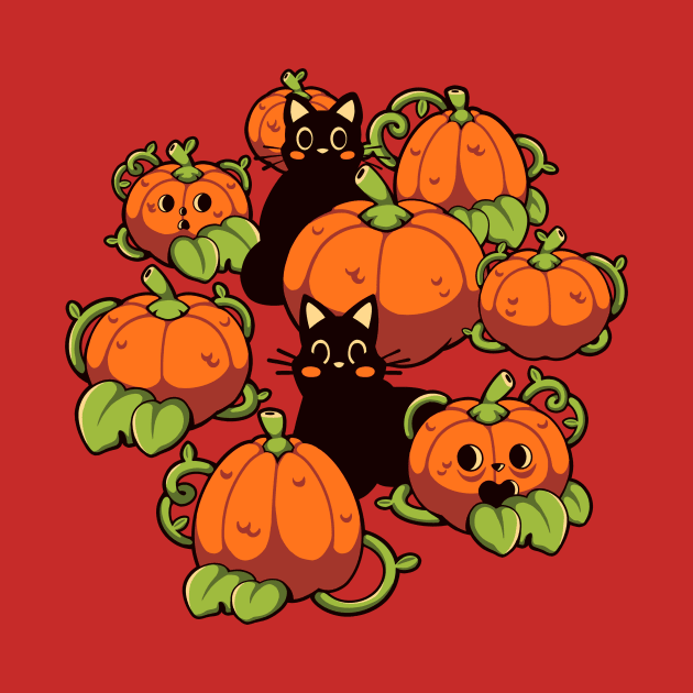 Cats and Pumpkins Kawaii Halloween by Tobe Fonseca by Tobe_Fonseca