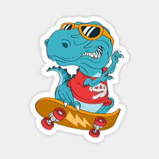 Skate T Rex Dinosaur Magnet