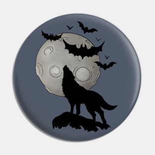 Full Moon Wolf Howl Pin