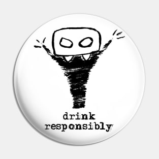 Bloody Mario - the Italian vampire – Drink responsibly (black on white) Pin