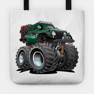 Off road 4x4 green jeeper cartoon Tote