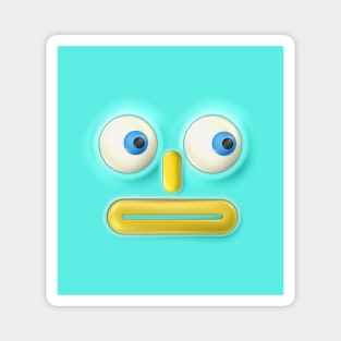 Displeased emoticon on a turquoise background. Magnet