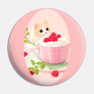 Cat Eating Raspberry mousse Pin