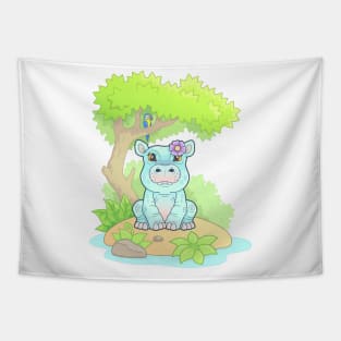 little cute hippo Tapestry