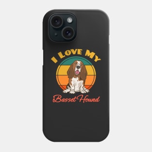 I Love My Basset Hound Dog puppy Lover Cute Sunser Retro Funny Phone Case