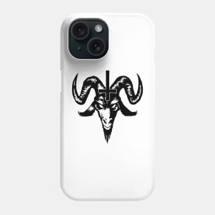 Satanic Goat Head with Cross (black) Phone Case