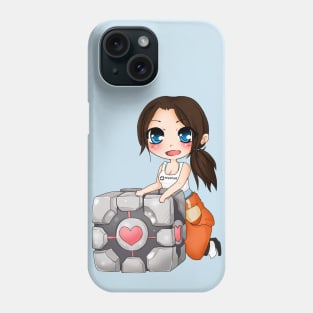 Chell and Companion cube Phone Case