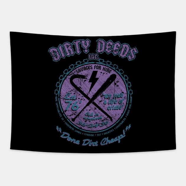 "DIRTY DEEDS" PURPLE BLUE Tapestry by joeyjamesartworx